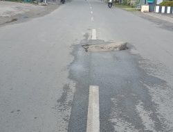 ‘Benjolan’ Jalan di Depan SPBU Tandipau  Rawan Lakalantas