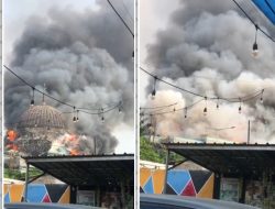 Islamic Center Jakarta Kebakaran, Api Berkobar di Kubah