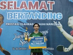 Muhammad Syafei Atlet Tenis Meja Lutra Juara 3 Makassar Open 2022 se Sulselbar