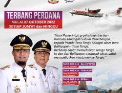 ‘Disuntik’ Bantuan Keuangan Provinsi Sulsel, Besok Penerbangan Perdana Toraja-Balikpapan