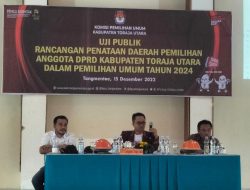 KPU Torut Laksanakn Uji Publik Rancangan Penataan Dapil DPRD, Hasilkan Tiga Opsi