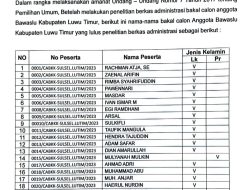 23 Pendaftar Bawaslu Lutim Lulus Berkas,  26 Juni Tes Tertulis di BKN Makassar