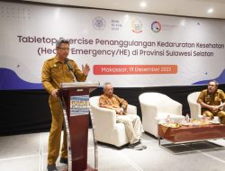 Pj Sekprov Buka Tabletop Exercise Penanggulangan Kedaruratan Kesehatan di Provinsi Sulsel