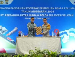 Pertamina dan Kepolisian Daerah Sulawesi Selatan Tandatangani Kontrak Kerja Sama Pembelian BBM dan Pelumas Tahun 2024