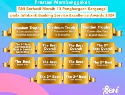 Berikan Layanan Terbaik, BNI Raih 13 Penghargaan Infobank Banking Service Excellence Awards 2024
