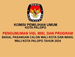 PENGUMUMAN VISI, MISI, DAN PROGRAM BAKAL PASANGAN CALON WALI KOTA DAN WAKIL WALI KOTA PALOPO TAHUN 2024