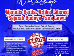 KASS Gelar Workshop Menulis Artikel Sejarah Budaya Tana Luwu pada 12 Oktober