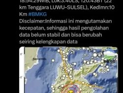 Gempa Bumi Tektonik Magnitudo 3,6 Guncang Belopa Utara Luwu