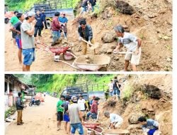 Tanah Longsor Menutupi Akses Jalan Ke OW Negeri di Atas Awan Lolai, Gercep Kalem Salu dan Warga Membersihkannya