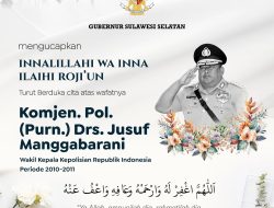 Gubernur Sulsel Sampaikan Duka Cita atas Wafatnya Mantan Wakapolri Komjen Pol (Purn) Jusuf Manggabarani